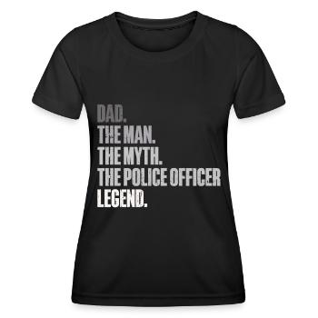 Agent de police, ligne bleue, application de la loi - T-shirt sport Femme - noir - Devant - AI Model Female 172 light (172cm)