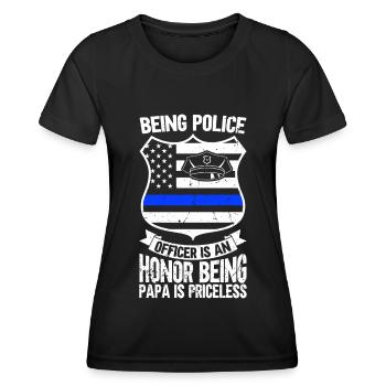 Agent de police, Ligne bleue, Application de la loi - T-shirt sport Femme - noir - Devant - AI Model Female 172 light (172cm)