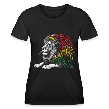 Lion jamaïcain Reggae Root Lion Judah Rasta - T-shirt sport Femme - noir - Devant - AI Model Female 172 light (172cm)