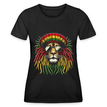 Lion jamaïcain Reggae Root Lion Judah Rasta - T-shirt sport Femme - noir - Devant - AI Model Female 172 light (172cm)