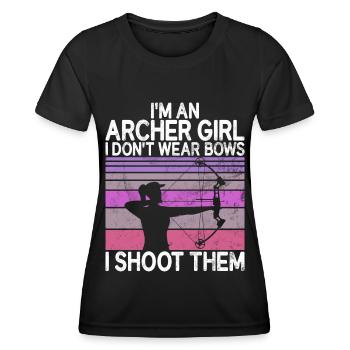 Bogenschießen Bowhunter Shooting Girls Pfeiljagd - Frauen Funktions-T-Shirt - Schwarz - Vorne - AI Model Female 172 light (172cm)