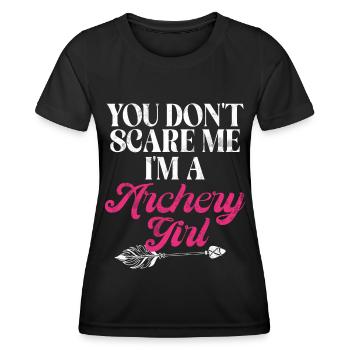 Bogenschießen Bowhunter Shooting Girls Pfeiljagd - Frauen Funktions-T-Shirt - Schwarz - Vorne - AI Model Female 172 light (172cm)