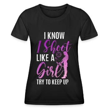 Bogenschießen Bowhunter Shooting Girls Pfeiljagd - Frauen Funktions-T-Shirt - Schwarz - Vorne - AI Model Female 172 light (172cm)