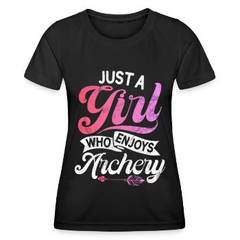 Bogenschießen Bowhunter Shooting Girls Pfeiljagd - Frauen Funktions-T-Shirt - Schwarz - Vorne - AI Model Female 172 light (172cm)