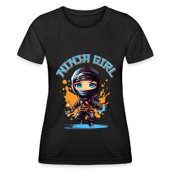 Ninja Girl Drôle Fête D’anniversaire Bday Girl - T-shirt sport Femme - noir - Devant - AI Model Female 172 light (172cm)