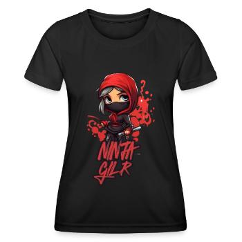 Ninja Girl Drôle Fête D’anniversaire Bday Girl - T-shirt sport Femme - noir - Devant - AI Model Female 172 light (172cm)