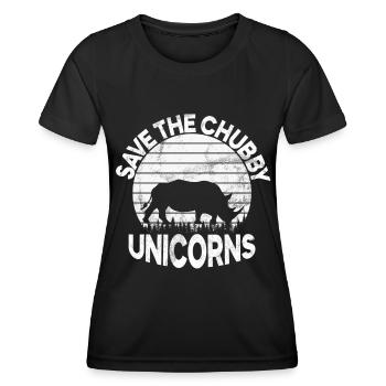 Speichern Sie Die Molligen Einhörner Fat Rino - Frauen Funktions-T-Shirt - Schwarz - Vorne - AI Model Female 172 light (172cm)