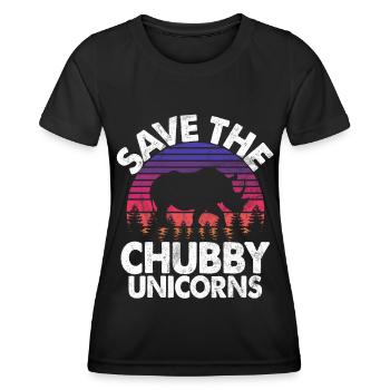 Speichern Sie Die Molligen Einhörner Fat Rino - Frauen Funktions-T-Shirt - Schwarz - Vorne - AI Model Female 172 light (172cm)