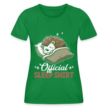 Offizieller Schlafhaus Hedgehog PJ Sleeping - Frauen Funktions-T-Shirt - Kelly Green - Vorne - AI Model Female 172 dark (172cm)
