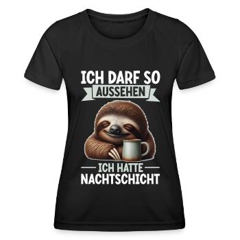 J’ai le droit d’avoir l’air d’avoir un quart de nuit - T-shirt sport Femme - noir - Devant - AI Model Female 172 light (172cm)