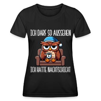 J’ai le droit d’avoir l’air d’avoir un hibou de nuit - T-shirt sport Femme - noir - Devant - AI Model Female 172 light (172cm)
