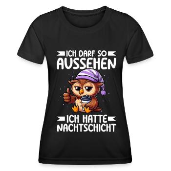 J’ai le droit d’avoir l’air d’avoir un hibou de nuit - T-shirt sport Femme - noir - Devant - AI Model Female 172 light (172cm)