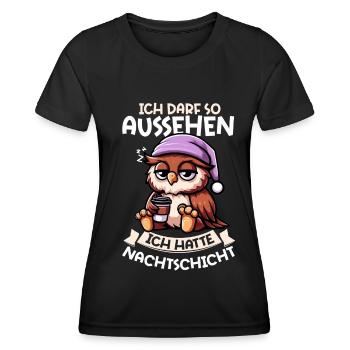J’ai le droit d’avoir l’air d’avoir un hibou de nuit - T-shirt sport Femme - noir - Devant - AI Model Female 172 light (172cm)