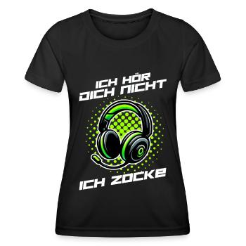 Je ne t’entends pas, je joue - T-shirt sport Femme - noir - Devant - AI Model Female 172 light (172cm)