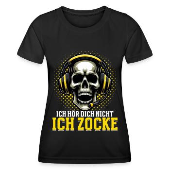 Je ne t’entends pas, je joue, je joue, je joue - T-shirt sport Femme - noir - Devant - AI Model Female 172 light (172cm)