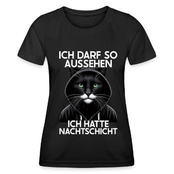 J’ai le droit d’avoir l’air d’avoir un chat de nuit - T-shirt sport Femme - noir - Devant - AI Model Female 172 light (172cm)
