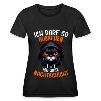 J’ai le droit d’avoir l’air d’avoir un chat de nuit - T-shirt sport Femme - noir - Devant - AI Model Female 172 light (172cm)