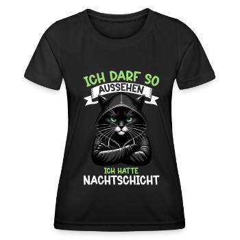 J’ai le droit d’avoir l’air d’avoir un chat de nuit - T-shirt sport Femme - noir - Devant - AI Model Female 172 light (172cm)
