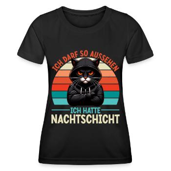 J’ai le droit d’avoir l’air d’avoir un chat de nuit - T-shirt sport Femme - noir - Devant - AI Model Female 172 light (172cm)
