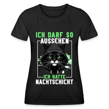 J’ai le droit d’avoir l’air d’avoir un chat de nuit - T-shirt sport Femme - noir - Devant - AI Model Female 172 light (172cm)