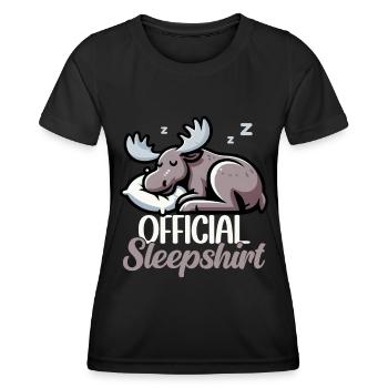 Offizielles Schlafshirt Lustiger Elch - Frauen Funktions-T-Shirt - Schwarz - Vorne - AI Model Female 172 light (172cm)