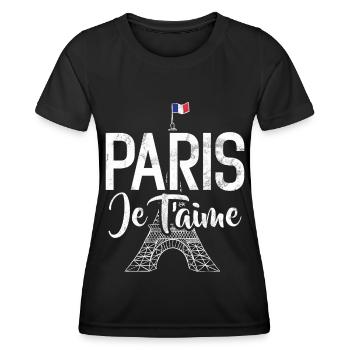France Paris Tour Eiffel France Drapeau - T-shirt sport Femme - noir - Devant - AI Model Female 172 light (172cm)