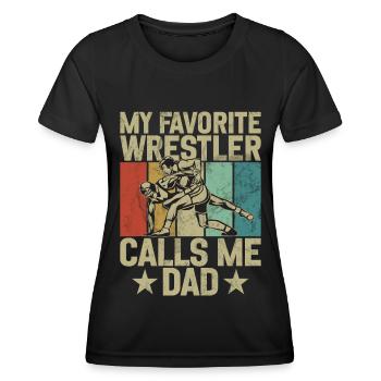 Wrestling Dad Wrestler Men's Father's Day - Women's Functional T-Shirt - black - Front - AI Model Female 172 light (172cm)