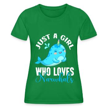 Narwhal Sea Süßer Narwhaler Liebhaber - Frauen Funktions-T-Shirt - Kelly Green - Vorne - AI Model Female 172 dark (172cm)