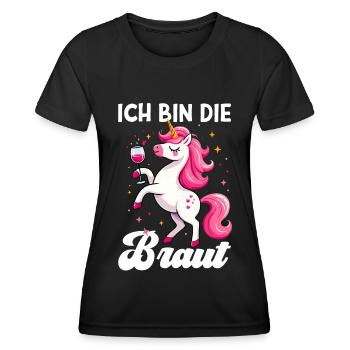 Braut Einhorn Lustiger Junggesellinnenabschied - Frauen Funktions-T-Shirt - Schwarz - Vorne - AI Model Female 172 light (172cm)