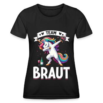 Braut Einhorn Lustiger Junggesellinnenabschied - Frauen Funktions-T-Shirt - Schwarz - Vorne - AI Model Female 172 light (172cm)