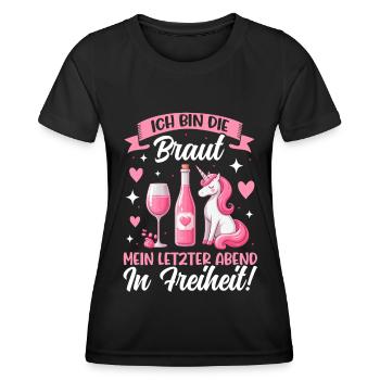 Braut Einhorn Lustiger Junggesellinnenabschied - Frauen Funktions-T-Shirt - Schwarz - Vorne - AI Model Female 172 light (172cm)