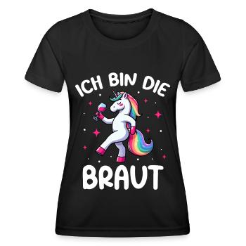 Braut Einhorn Lustiger Junggesellinnenabschied - Frauen Funktions-T-Shirt - Schwarz - Vorne - AI Model Female 172 light (172cm)