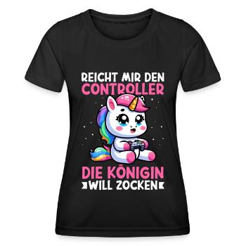 Reicht mir den Controller die Königin will zocken - Frauen Funktions-T-Shirt - Schwarz - Vorne - AI Model Female 172 light (172cm)