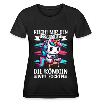 Reicht mir den Controller die Königin will zocken - Frauen Funktions-T-Shirt - Schwarz - Vorne - AI Model Female 172 light (172cm)