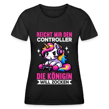 Reicht mir den Controller die Königin will zocken - Frauen Funktions-T-Shirt - Schwarz - Vorne - AI Model Female 172 light (172cm)