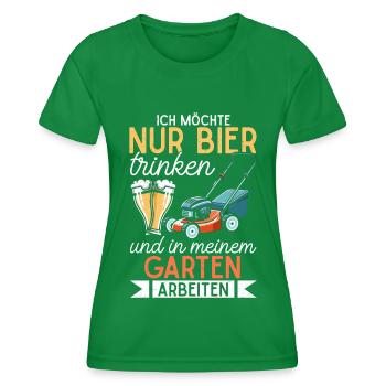 Beer Garden Gardening Allotment Gardener Gardener - Women's Functional T-Shirt - kelly green - Front - AI Model Female 172 dark (172cm)