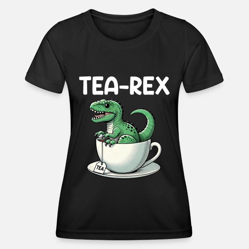Tea Rex Dinosaur Lover T-Rex Tea Mug - Women's Functional T-Shirt - black