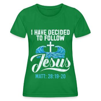 Taufe Getaufte Christliche Jesusgott -Bibel - Frauen Funktions-T-Shirt - Kelly Green - Vorne - AI Model Female 172 dark (172cm)