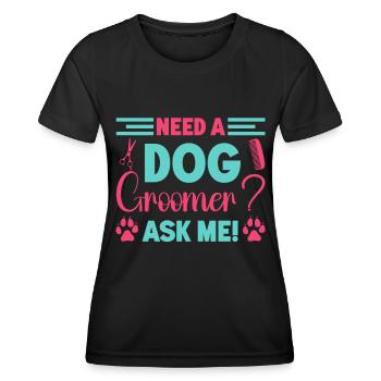 Hundegruamwelpen Haustier -Pflege -Job Salon - Frauen Funktions-T-Shirt - Schwarz - Vorne - AI Model Female 172 light (172cm)