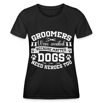 Hundegruamwelpen Haustier -Pflege -Job Salon - Frauen Funktions-T-Shirt - Schwarz - Vorne - AI Model Female 172 light (172cm)