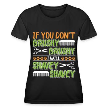 Hundegruamwelpen Haustier -Pflege -Job Salon - Frauen Funktions-T-Shirt - Schwarz - Vorne - AI Model Female 172 light (172cm)