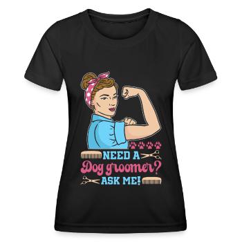Hundegruamwelpen Haustier -Pflege -Job Salon - Frauen Funktions-T-Shirt - Schwarz - Vorne - AI Model Female 172 light (172cm)