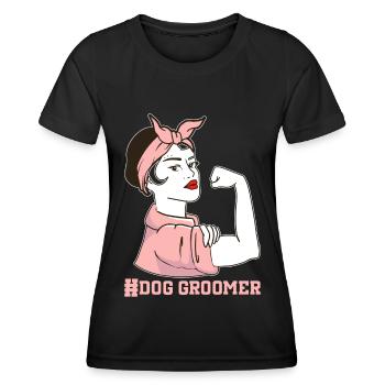 Hundegruamwelpen Haustier -Pflege -Job Salon - Frauen Funktions-T-Shirt - Schwarz - Vorne - AI Model Female 172 light (172cm)