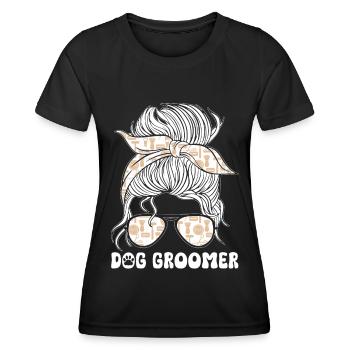 Hundegruamwelpen Haustier -Pflege -Job Salon - Frauen Funktions-T-Shirt - Schwarz - Vorne - AI Model Female 172 light (172cm)