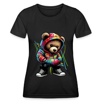 Hip Hop Teddy Bear Colorful Urban Rap Music - Women's Functional T-Shirt - black - Front - AI Model Female 172 light (172cm)