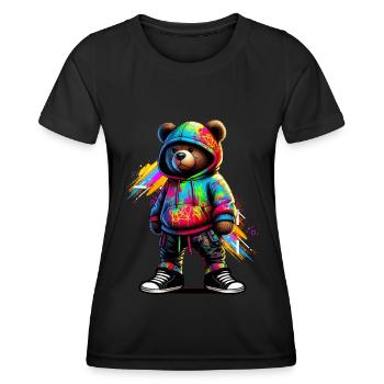 Hip Hop Teddybär Bunte Urban Rap Music - Frauen Funktions-T-Shirt - Schwarz - Vorne - AI Model Female 172 light (172cm)