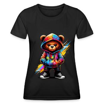 Hip Hop Teddybär Bunte Urban Rap Music - Frauen Funktions-T-Shirt - Schwarz - Vorne - AI Model Female 172 light (172cm)