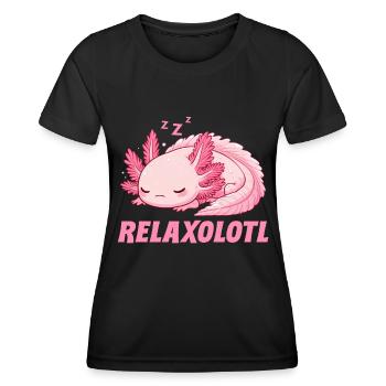 Relaxolotl Axolotl Lève-tard Dormir Se détendre - T-shirt sport Femme - noir - Devant - AI Model Female 172 light (172cm)