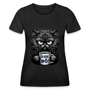 Um, Nope, Cat, Funny, Sarcastic, Tea, Coffee - Women's Functional T-Shirt - black - Front - AI Model Female 172 light (172cm)