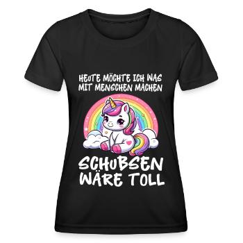 Heute möchte ich was mit Menschen machen Schubsen - Frauen Funktions-T-Shirt - Schwarz - Vorne - AI Model Female 172 light (172cm)